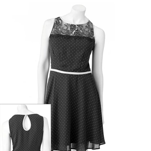 LC Lauren Conrad Polka Dot Floral Lace Dress - Picture 1 of 7